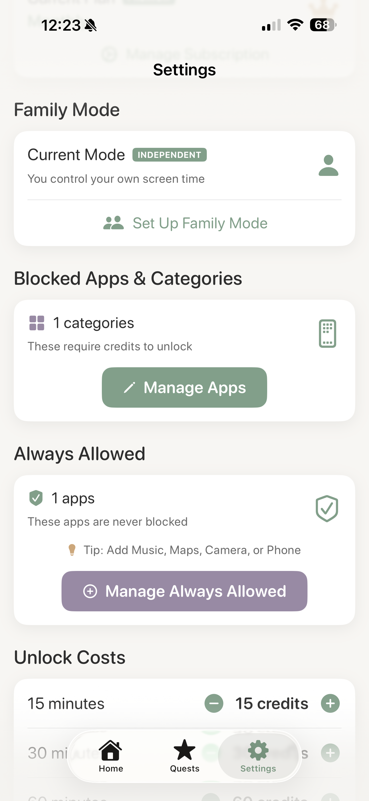 Settings and customization